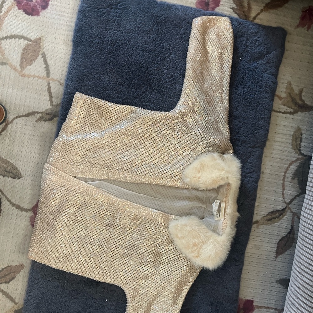 Riviera Cream Mink-Trimmed Sequined Cardigan - Perfect for the holiday season!